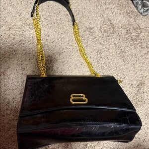 Fashion Nova Black and Gold Chain Shoulder Bag NEW